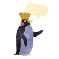 cartoon emperor penguin waving with speech bubble Royalty Free Stock Photo