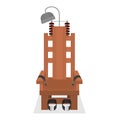 Cartoon Empty Brown Electric Chair Symbol of Capital Punishment. Vector