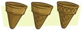 Cartoon empty ice cream cornet vector icon set