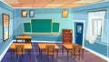 cartoon empty school, college classroom