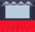 Cartoon Empty Template Cinema Hall Interior Inside. Vector Royalty Free Stock Photo