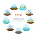 Cartoon Energy Generation Banner Card Circle. Vector