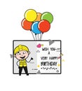 Cartoon Engineer Happy Birthday Wishes