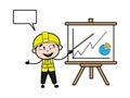 Cartoon Engineer with Presentation Baord Royalty Free Stock Photo