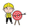 Cartoon Engineer showing dart-board goal