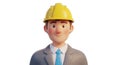 Cartoon engineer with yellow hard hat and blue tie ready for construction project isolated on white background Royalty Free Stock Photo