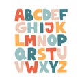 Cartoon English alphabet. ABC. Funny hand drawn graphic font