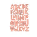 Cartoon English alphabet. Funny hand drawn graphic font