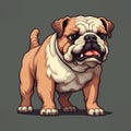 8bit Bulldog Illustration: English Bulldog In 2d Game Art Style