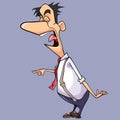 Cartoon enraged man in a tie shouting and pointing finger Royalty Free Stock Photo