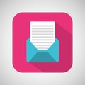 cartoon envelope email mail with shadow and pink background Royalty Free Stock Photo