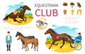 Cartoon Equestrian Sport Elements Set