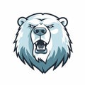 cartoon esports fierce polar bear head logo generative AI