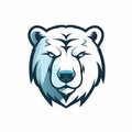 cartoon esports fierce polar bear head logo on white background generative AI