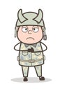 Cartoon Evil Army Man Angry Face Expression Vector Illustration