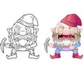 Evil gnome, coloring book, funny illustration Royalty Free Stock Photo