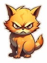 Cartoon sticker evil kitten, AI