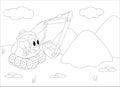 Cartoon excavator. Coloring book for kids