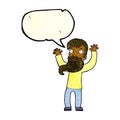 cartoon excited man with beard with speech bubble Royalty Free Stock Photo