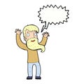 cartoon excited man with beard with speech bubble Royalty Free Stock Photo