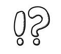 Cartoon Exclamation and Question Mark Doodle Royalty Free Stock Photo