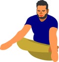 Cartoon exercising on flat surface at unique posture