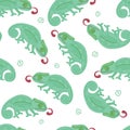 Cartoon chameleons vector seamless pattern