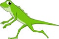 Cartoon of an exotic green lizard running