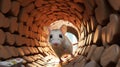 gerbil navigating its intricate tunnel system.