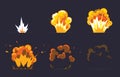 Cartoon explosion effect with smoke. Vector