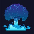 Cartoon explosion icon. Comic book element. Boom cloud and flame, smoke and explode. Boom effect vector element for game