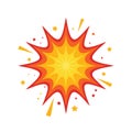 Cartoon explosion illustration with starburst effect, vibrant colors on white background Royalty Free Stock Photo
