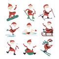 Cartoon extreme Santa winter sport illustration