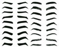 Cartoon eyebrows shapes, thin, thick and curved eyebrows. Classic eyebrows, brow makeup shaping vector illustration set