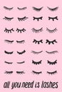 Cartoon eyelashes. Closed woman eyes Royalty Free Stock Photo