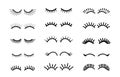 Cartoon eyelashes. Unicorn closed eyes, cute animal sleeping face, pretty closed eyelashes makeup set. Vector face