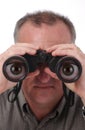 Cartoon Eyes in Binoculars Royalty Free Stock Photo