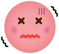 Cartoon face emoticon illustration / sick, poor condition