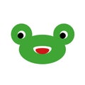 Cartoon face of a frog. Flat design