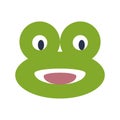 Cartoon face of a frog. Flat design