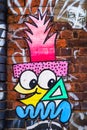 Cartoon face graffiti design, London UK