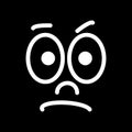 Cartoon face with a skeptical expression on black background. Royalty Free Stock Photo