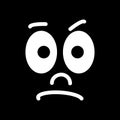 Cartoon face with a skeptical expression on black background. Royalty Free Stock Photo
