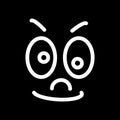 Cartoon face with a skeptical expression on black background. Royalty Free Stock Photo