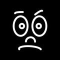Cartoon face with a skeptical expression on black background. Royalty Free Stock Photo