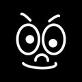 Cartoon face with a skeptical expression on black background. Royalty Free Stock Photo