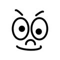 Cartoon face with a skeptical expression on white background. Royalty Free Stock Photo
