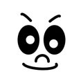 Cartoon face with a skeptical expression on white background. Royalty Free Stock Photo