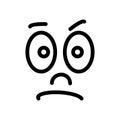 Cartoon face with a skeptical expression on white background. Royalty Free Stock Photo