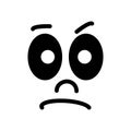 Cartoon face with a skeptical expression on white background. Royalty Free Stock Photo
